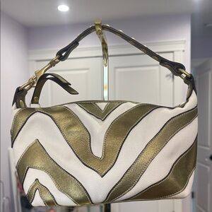 Coach Y2K Metallic Bronze Zebra Pouchette
